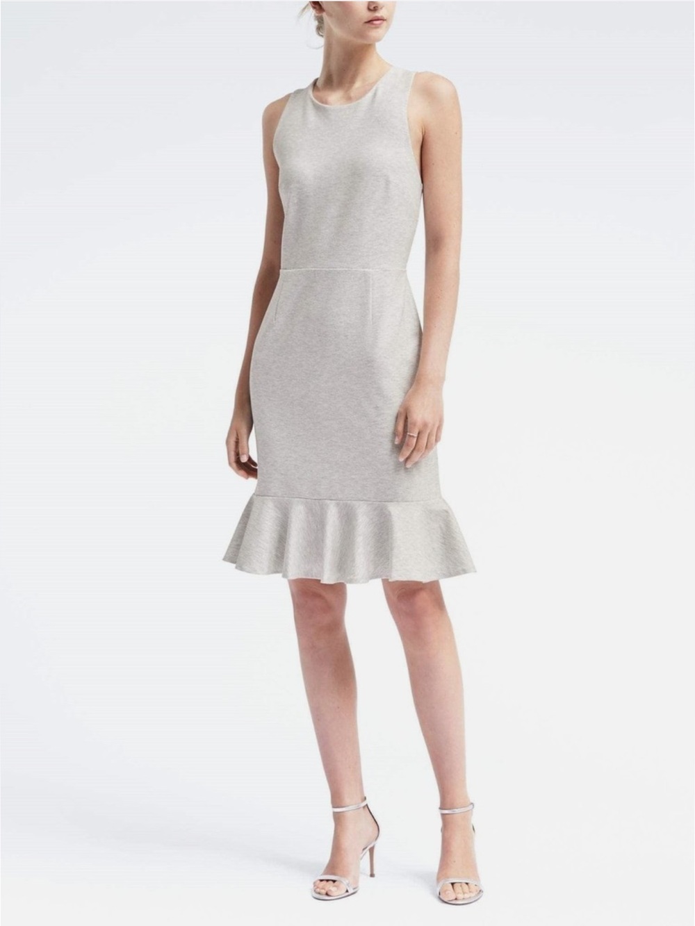 Banana Republic Cross-Back Ponte Sleeveless Ruffle-Hem Mini Dress Size 12